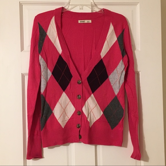 Pink Plaid Old Navy Button Cardigan - Picture 1 of 2